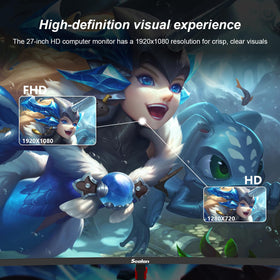 Sealan 27-inch curved gaming monitor vivid colors provide rich visuals for movies and games.