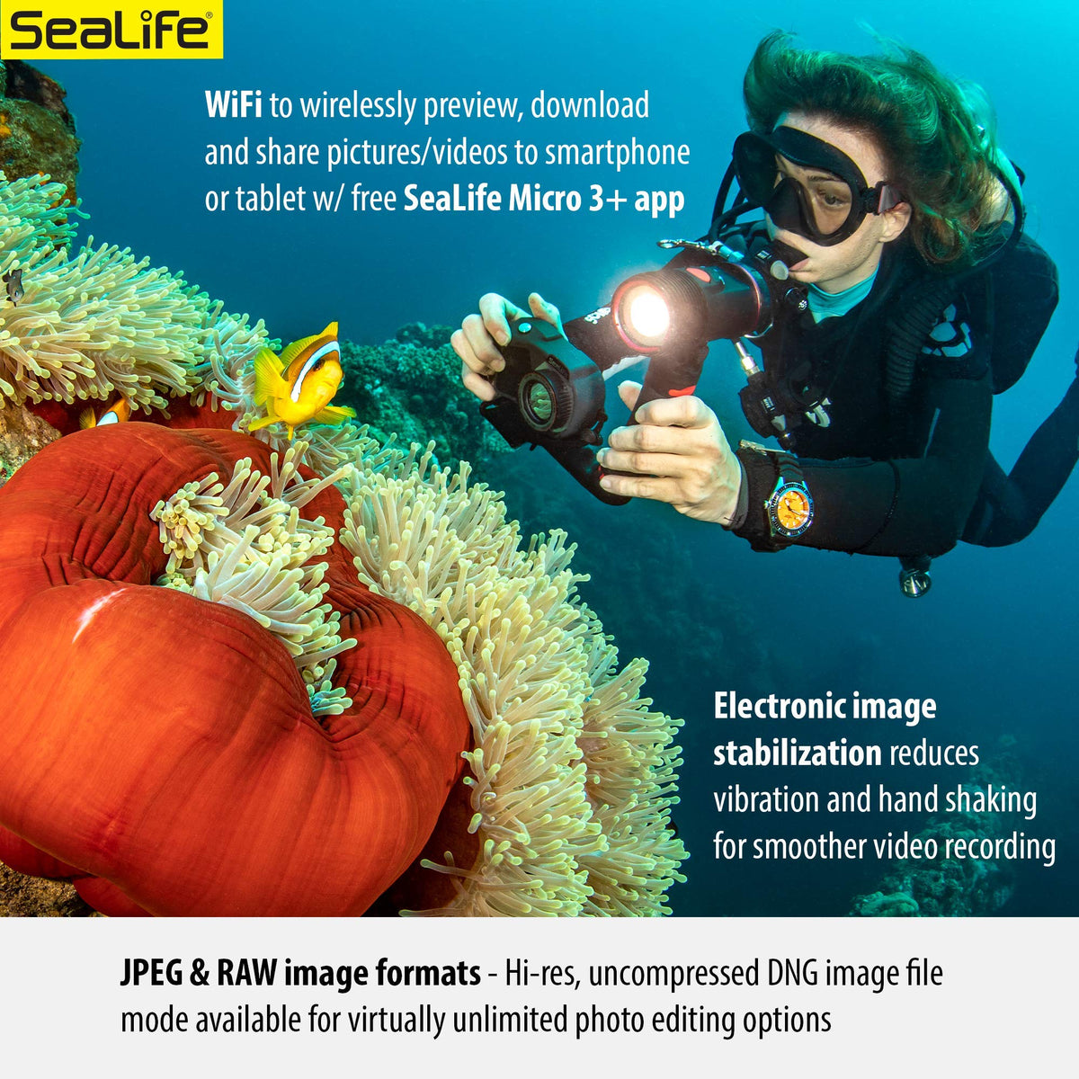 SeaLife Micro 3.0 wrist strap keeps the camera secure during dives