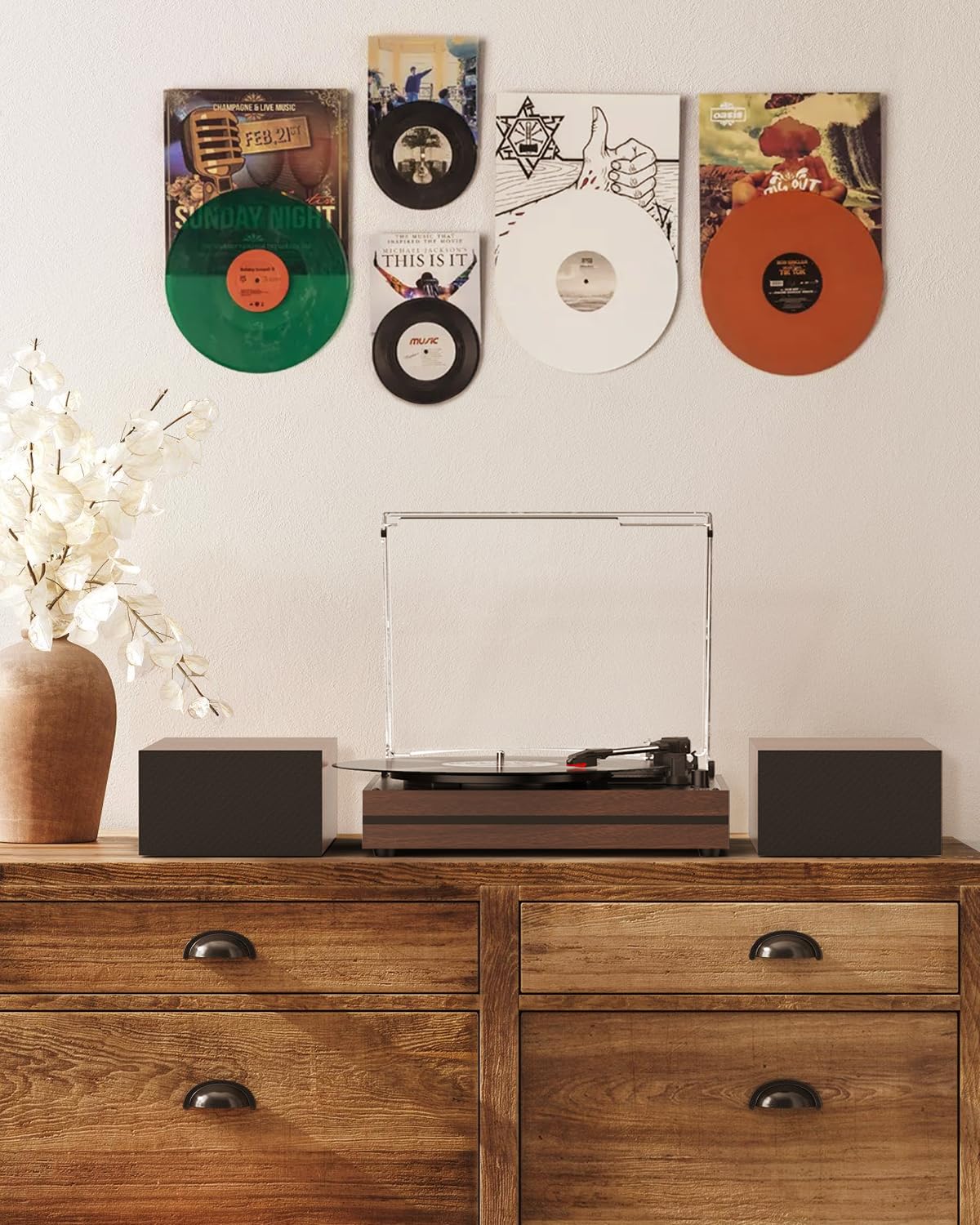Seasonlife 3-speed belt-drive turntable plays 33, 45, and 78 rpm records.