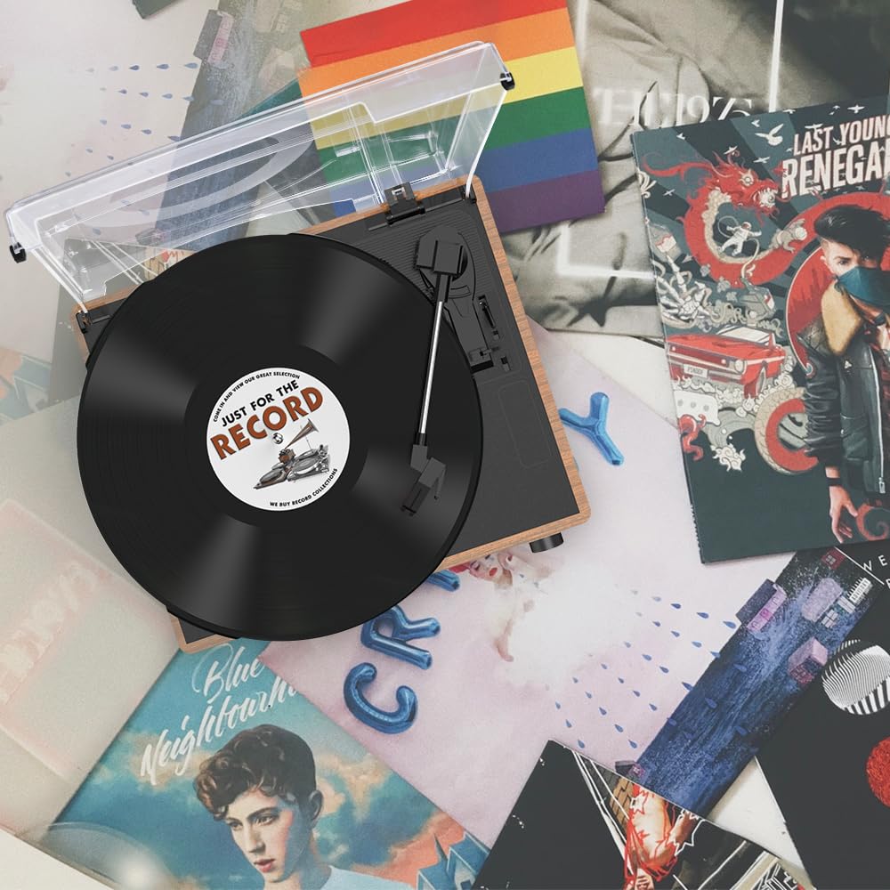 seasonlife open dust cover with record loaded protecting vinyl from dust