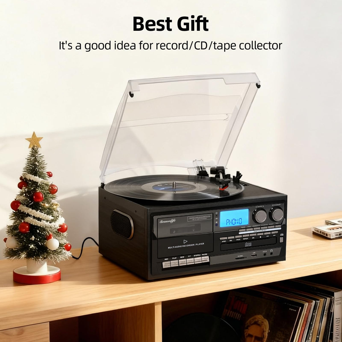 Seasonlife RCA output and headphone jack support external speakers or private listening.