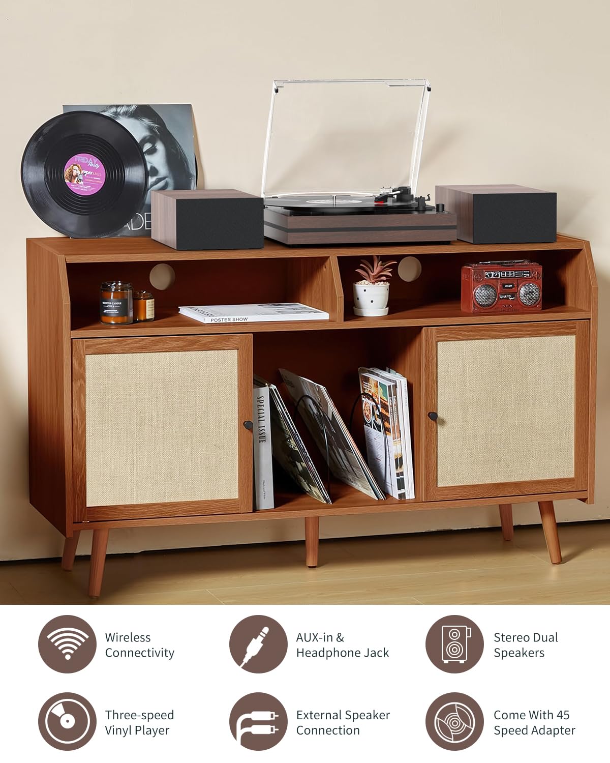 Seasonlife separable bookshelf speakers offer versatile placement for living room or shelves.