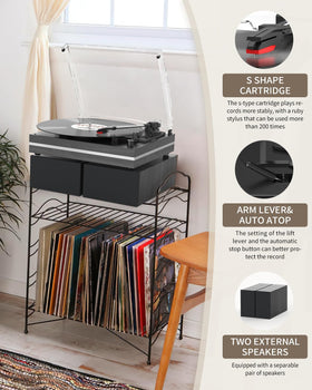Seasonlife 3-speed turntable supports 33⅓, 45, and 78 RPM records.