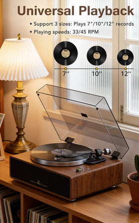 Seasonlife turntable Bluetooth playback enables wireless music streaming