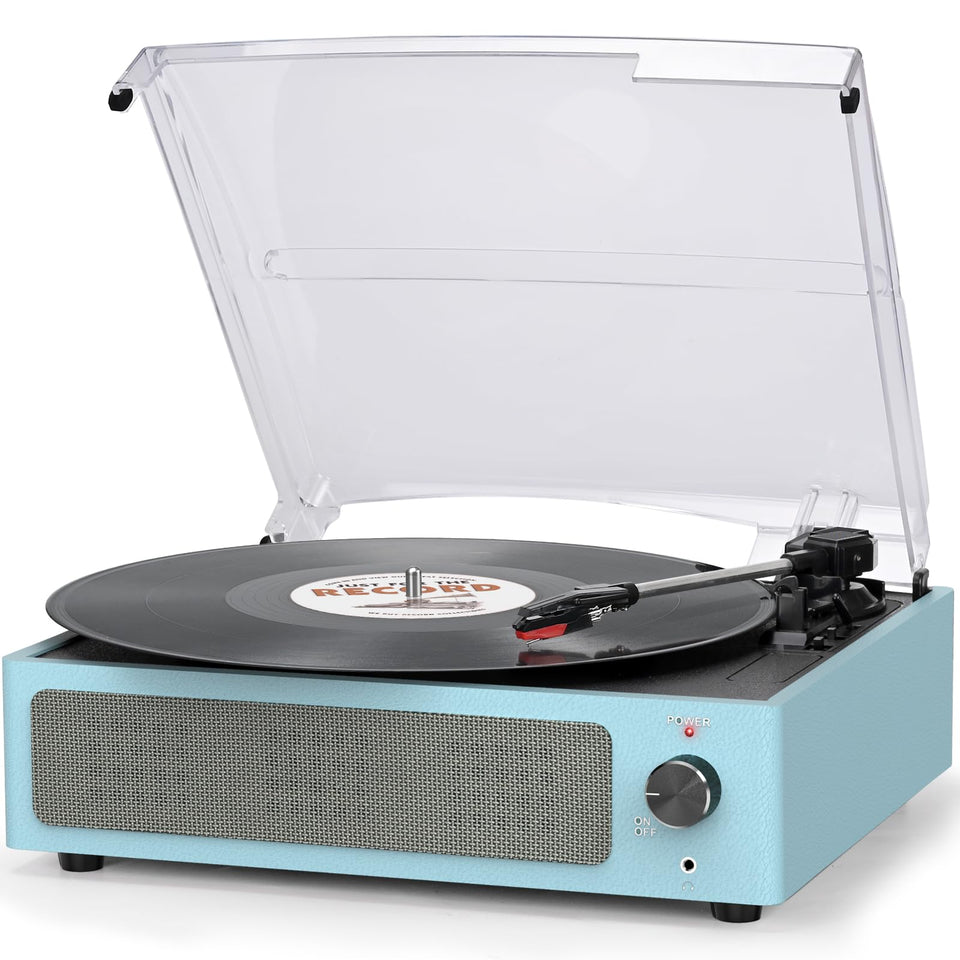 seasonlife turntable front view showing compact blue design and easy setup