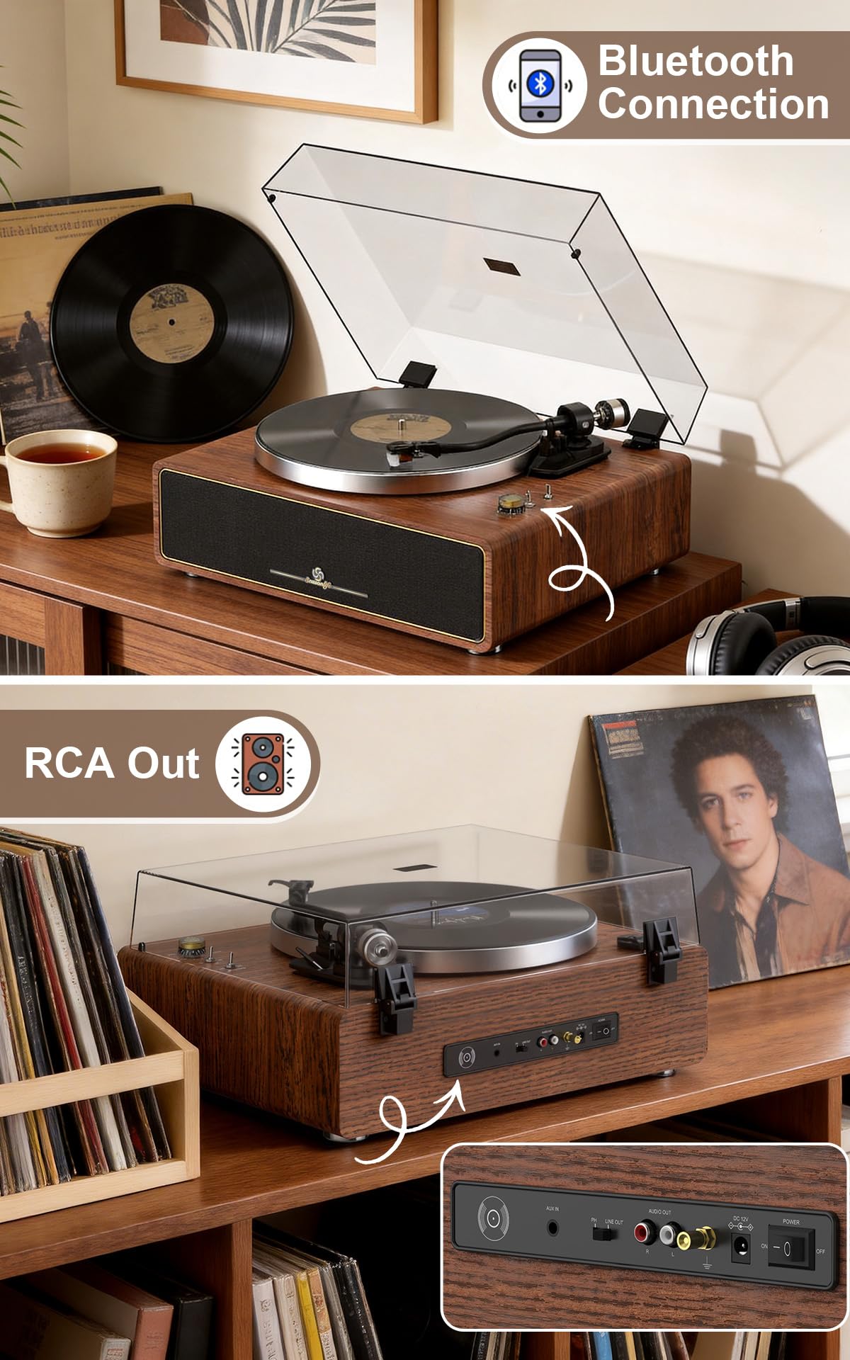 Seasonlife turntable wood design adds vintage charm to rooms