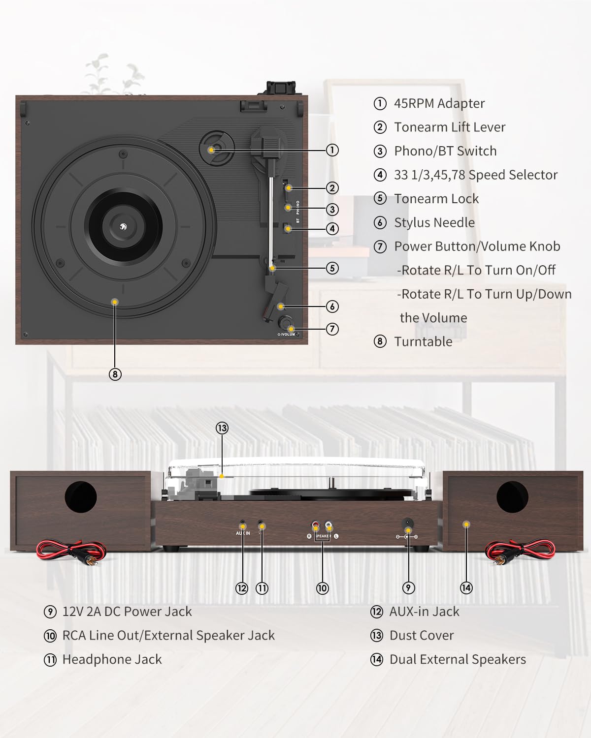 Seasonlife vintage wood finish adds warm retro style to any setup.