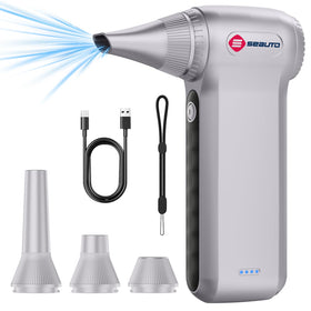 Seauto compressed air duster with ergonomic handle for comfortable, extended cleaning.
