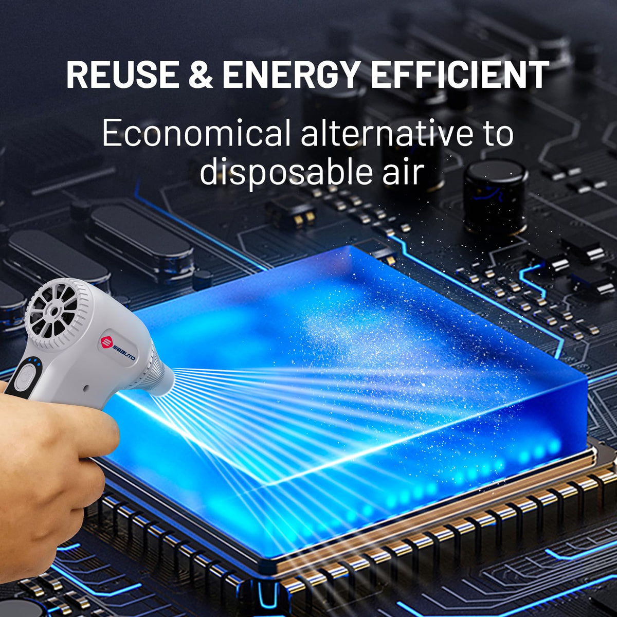 Seauto eco-rechargeable design reduces waste versus disposable cans.