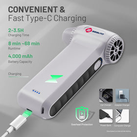 Seauto duster with Type-C charging for quick recharging.