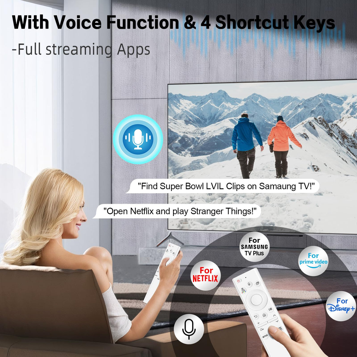 Seayoo remote placed on Samsung Frame TV remote tray showing compatibility