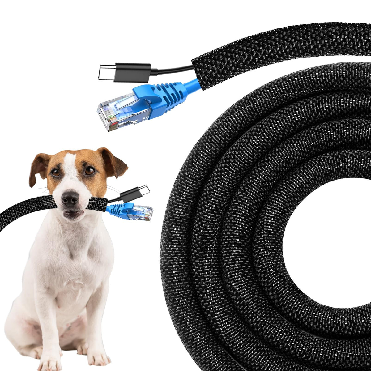 Secbolt black cord protectors, 25ft, 3/8 inch, easy wrap installation for cables.