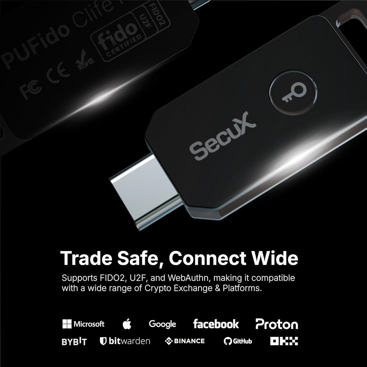 SecuX PUFido with FIDO2 certification emphasizing phishing-resistant authentication
