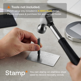 SecuX XSEED steel seed plate back view with tamper stickers