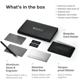 SecuX XSEED tamper-proof stickers on steel plate