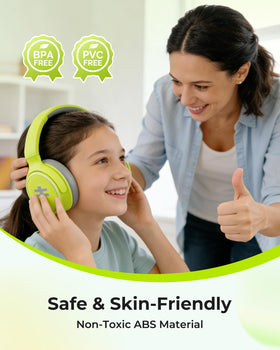Seenda kids ANC headphones green 3-level volume control for safer listening.