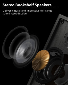 SeeYing record player top view highlighting 2x18W speakers for clear, room-filling sound.