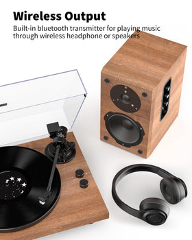 SeeYing turntable wireless-output demonstrates built-in transmitter for convenient audio without cables.
