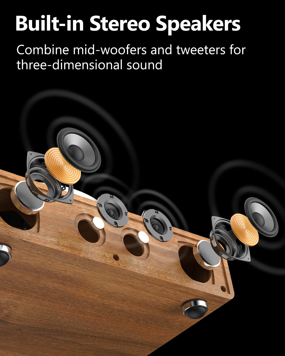 SeeYing turntable with Bluetooth streaming lets you wirelessly play music from mobile devices.