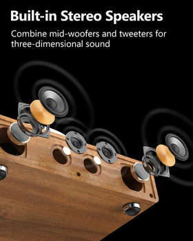 SeeYing turntable with Bluetooth streaming lets you wirelessly play music from mobile devices.