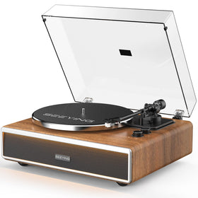 SeeYing vinyl record player built-in hi-fi speakers deliver rich, room-filling audio.