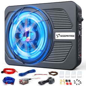 Seggmntree 1000W slim under-seat subwoofer with amp delivers deep bass.