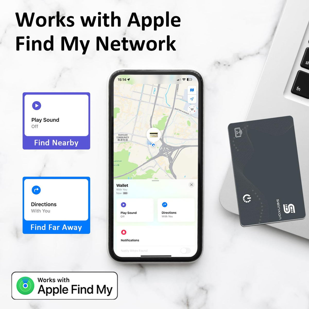 SEINXON Wallet Finder audible beacon to locate it at 80-100 dB