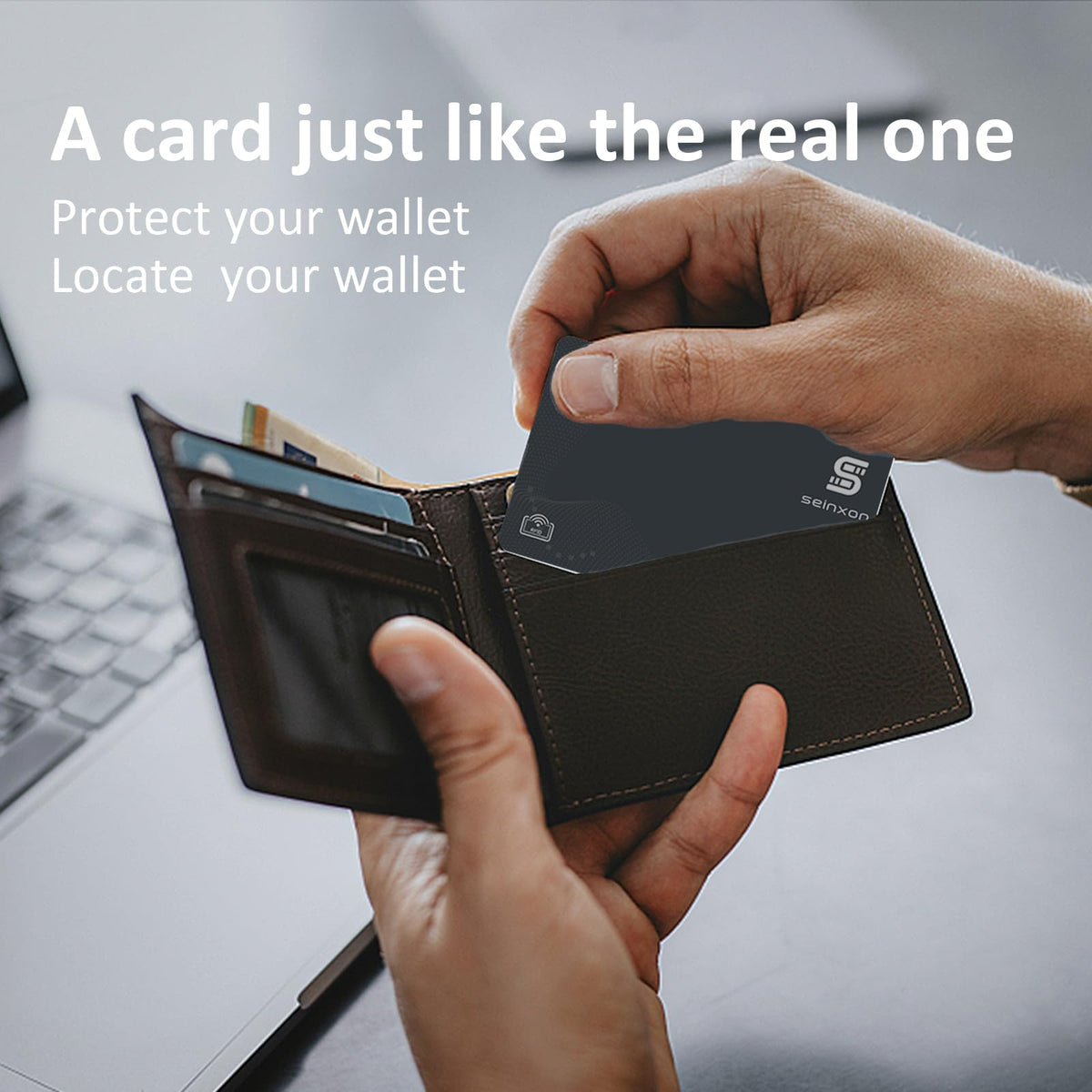 SEINXON Wallet Finder RFID blocking layer shields cards from unauthorized scans