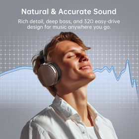 SEJJ wired studio headphones earcup detail shows soft protein leather cushions reduce fatigue.
