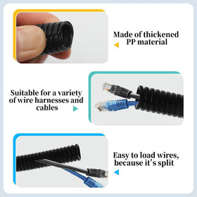Sel Natural tubing wrapped around cables demonstrating simple retrofitting benefit
