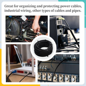 Sel Natural tubing used behind desk for tidy home office cable organization