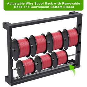 SELEWARE alloy steel spool rack in black finish enhances durability and rust resistance.