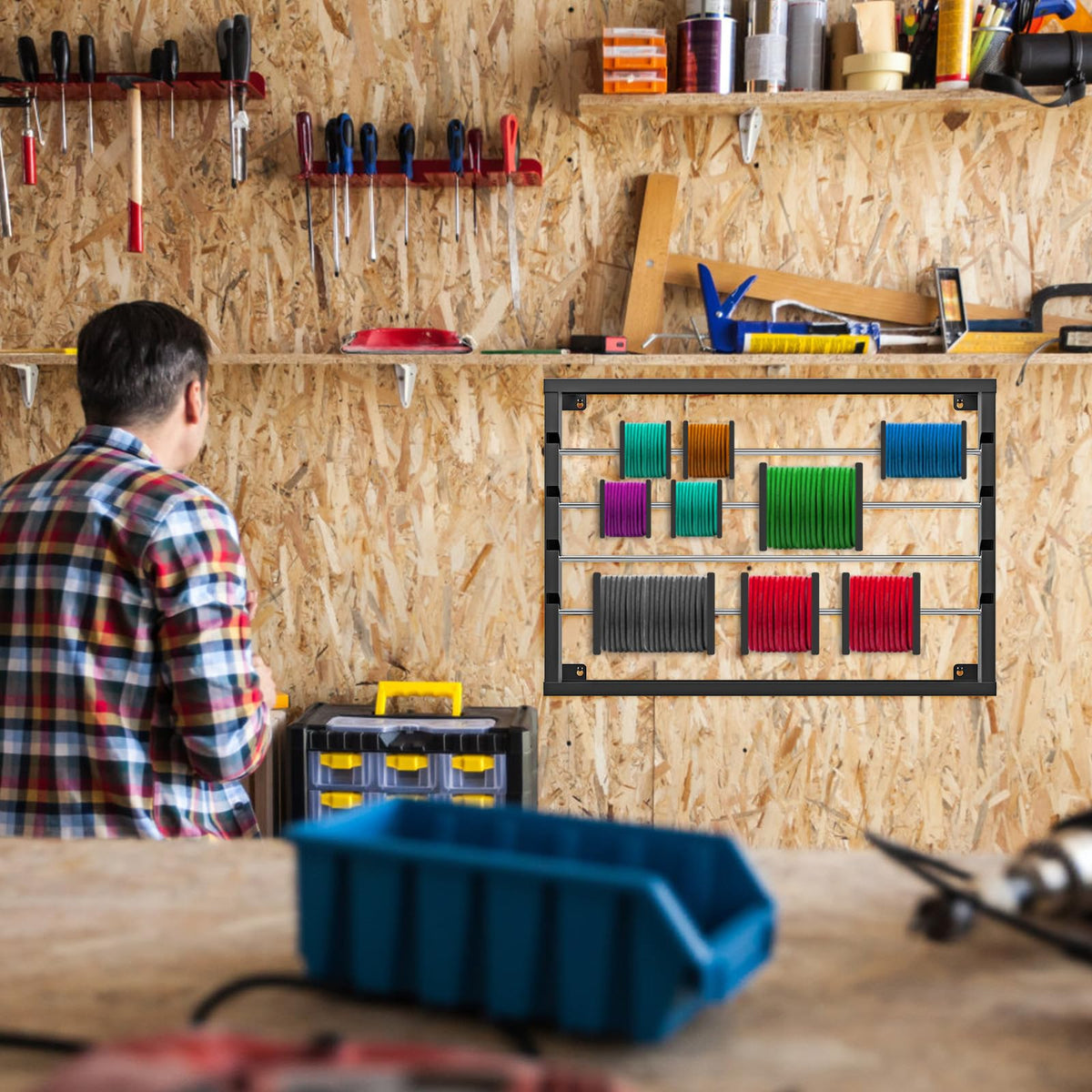 SELEWARE space-saving design mounts on walls or service panels for tidy storage.