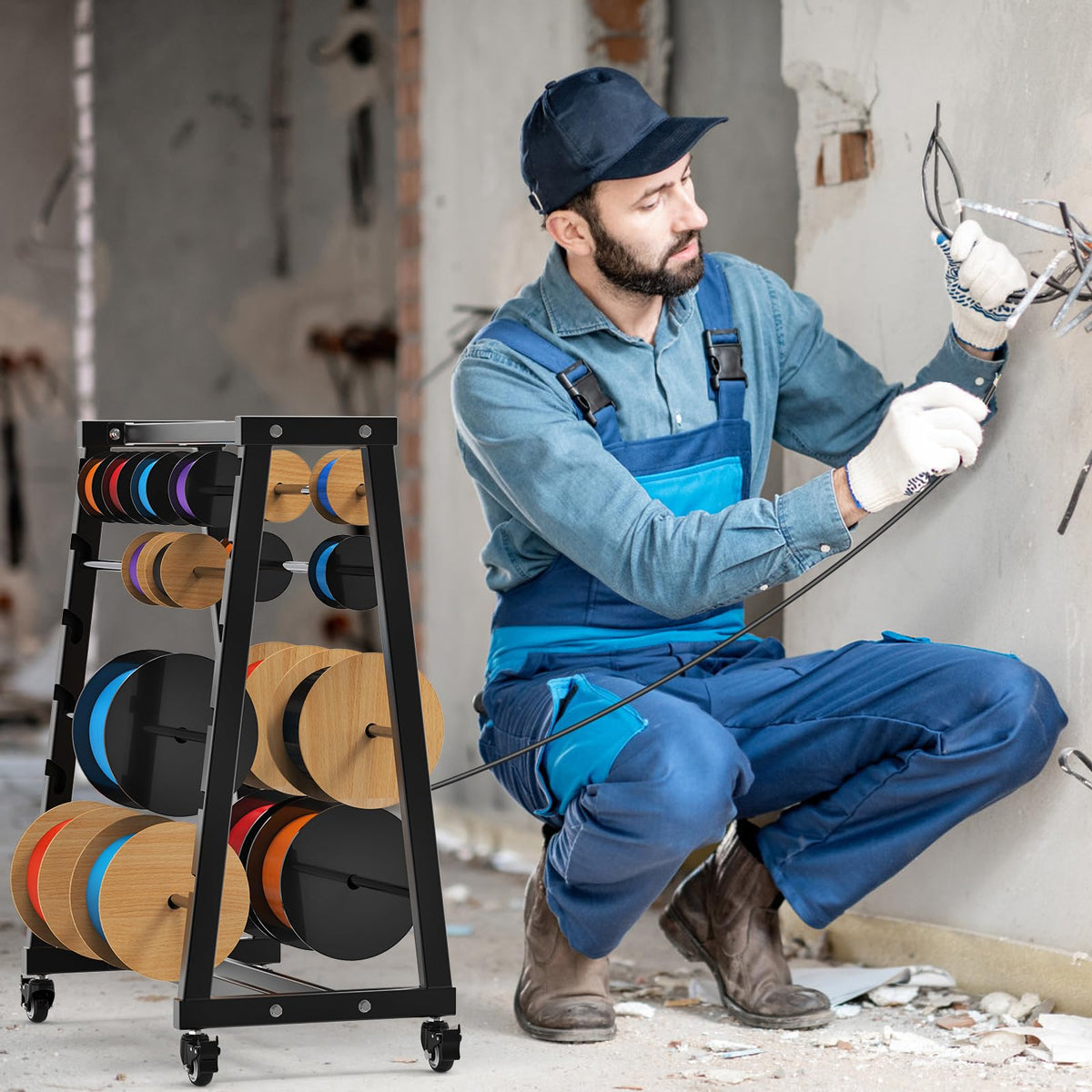 SELEWARE multi-spool storage reduces clutter in shops.