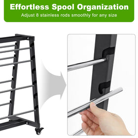 SELEWARE workshop spool rack keeps spools within reach.