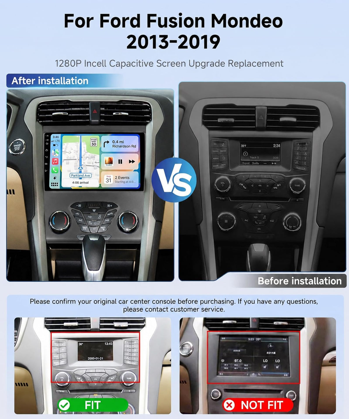 Sellrich 9-inch incell touchscreen for Ford Fusion Mondeo improves sunlight readability.