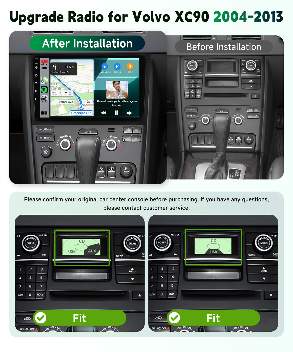 Sellrich XC90 wireless CarPlay and Android Auto on the car screen.
