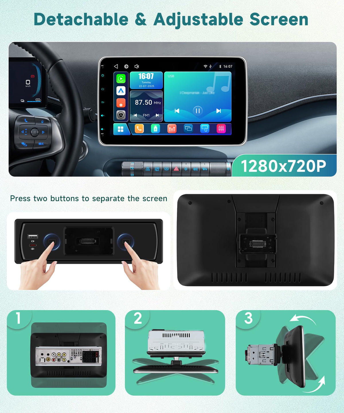 Sellrich wireless CarPlay and Android Auto for hands-free navigation and calls
