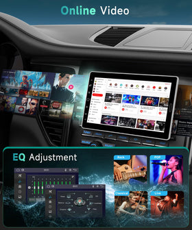 Sellrich YouTube playback on the 10.1-inch screen during drives
