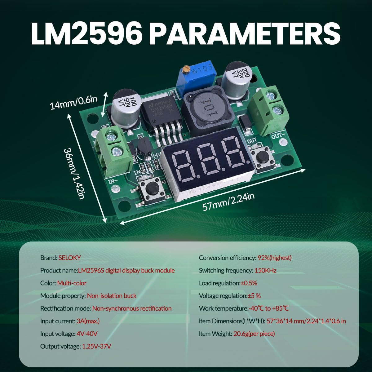 Seloky LM2596 protection diodes safeguard against miswiring and reverse connection