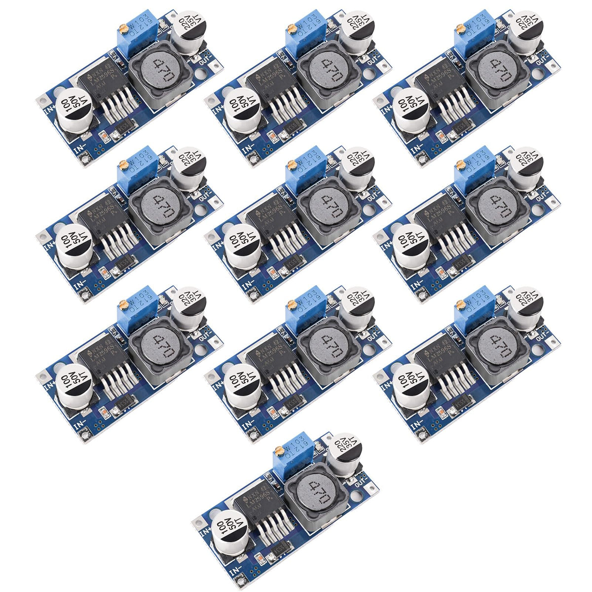 Seloky LM2596S front view with LED indicator for quick status checks.