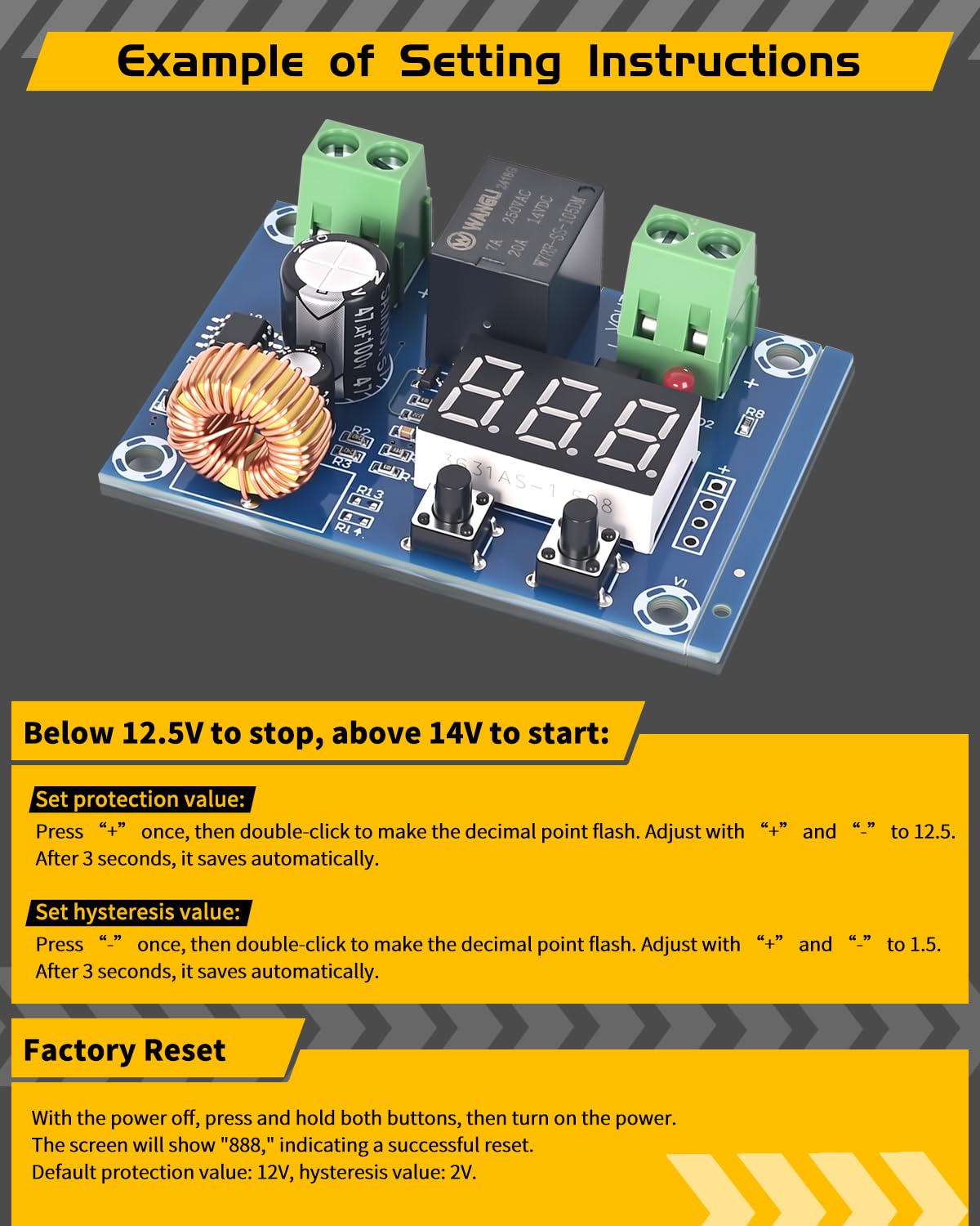 Seloky 12-36V input range enables versatile protection for multiple battery chemistries.