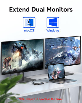 Selore&S-Global with HDMI cables connected for dual-monitor productivity