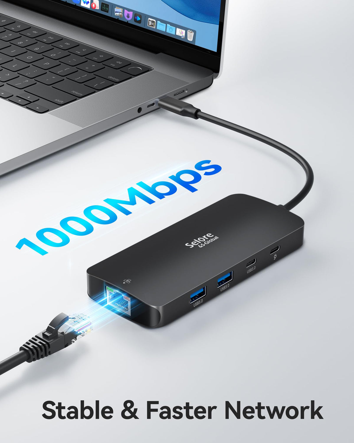 Selore&S-Global ethernet and PD cables connected showcasing stable network and charging benefit