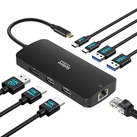Selore&S-Global docking station front view showing ports and compact design benefit