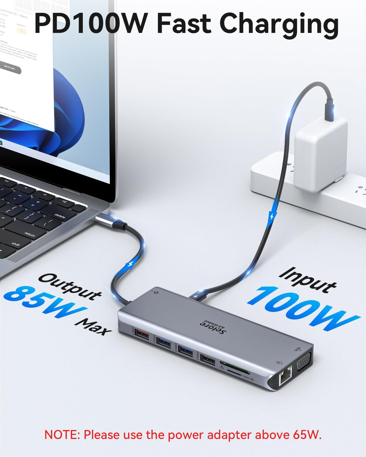 Selore&S-Global next to laptop for size comparison and portable workstation benefit