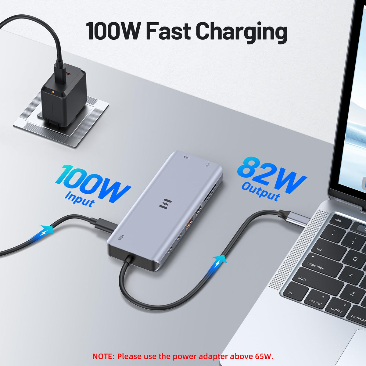 Selore&S-Global USB-C PD input with cable showing 100W power delivery for continuous charging