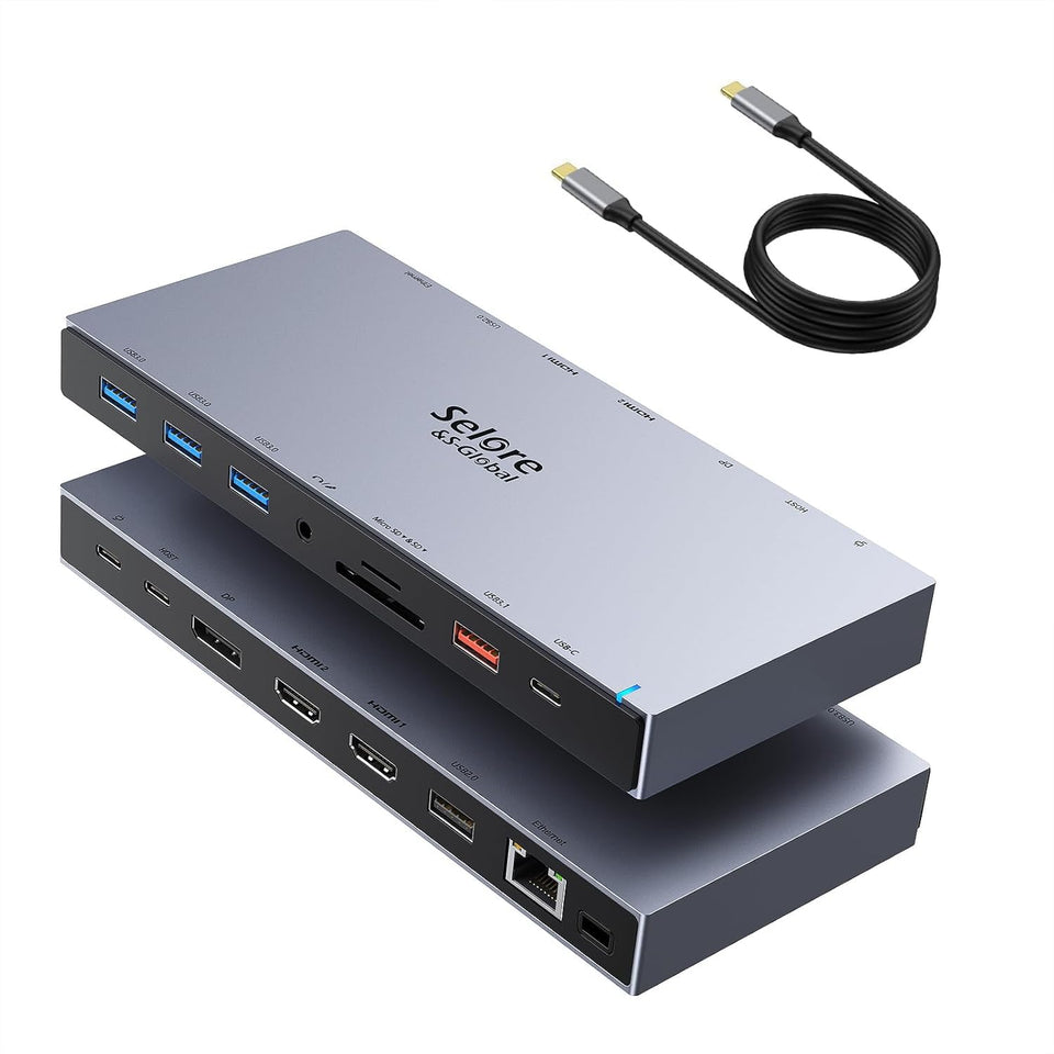 Selore S-Global docking station front view with 15 ports for versatile connectivity