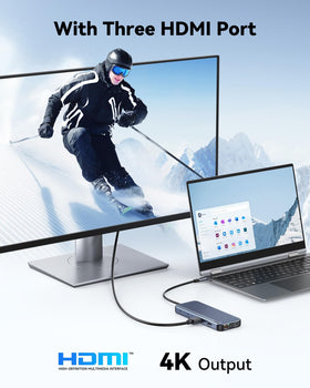 Selore&S-Global triple-monitor dock enabling extend mode for multi-display workflows