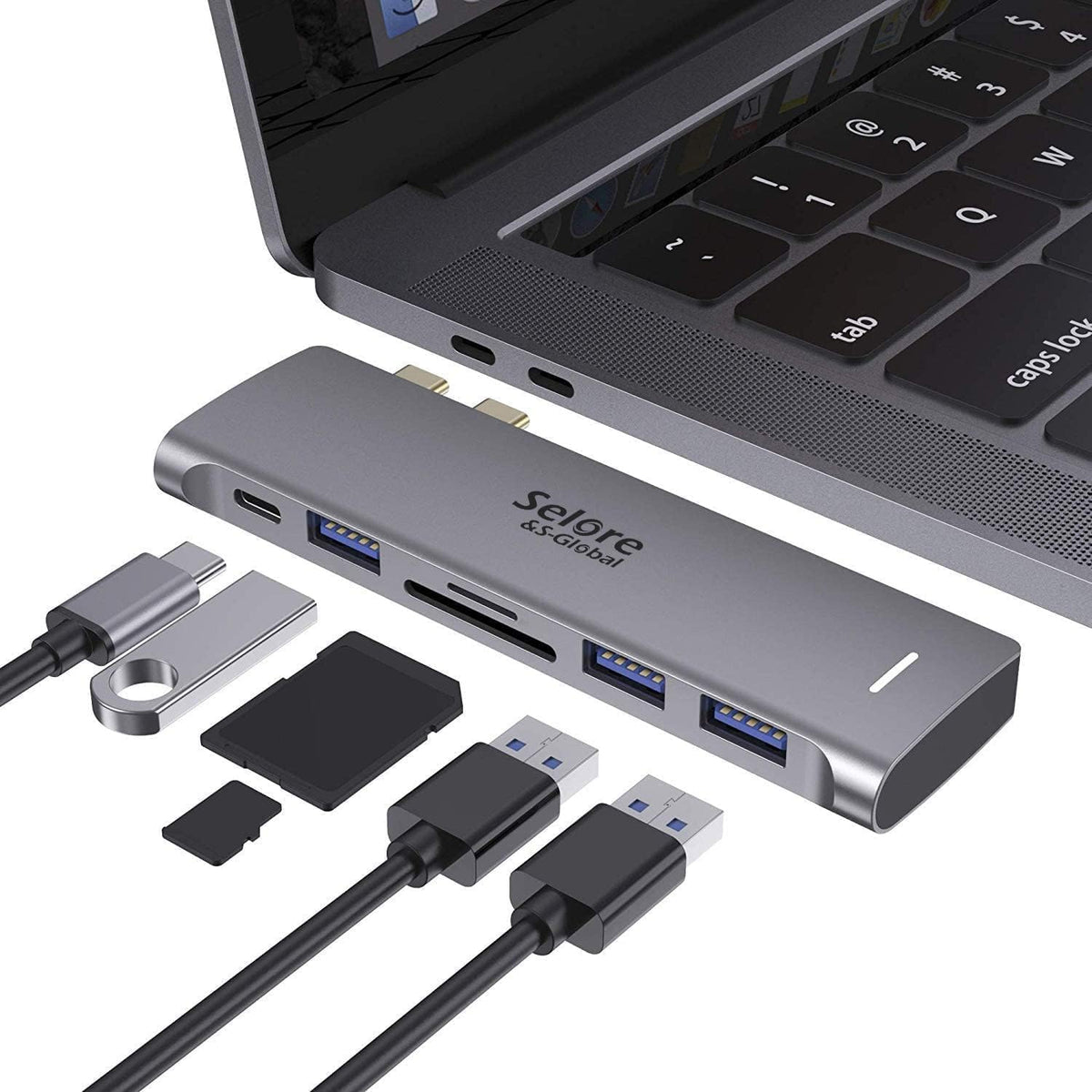 Selore&S-Global USB C hub expands MacBook Pro connectivity with six ports